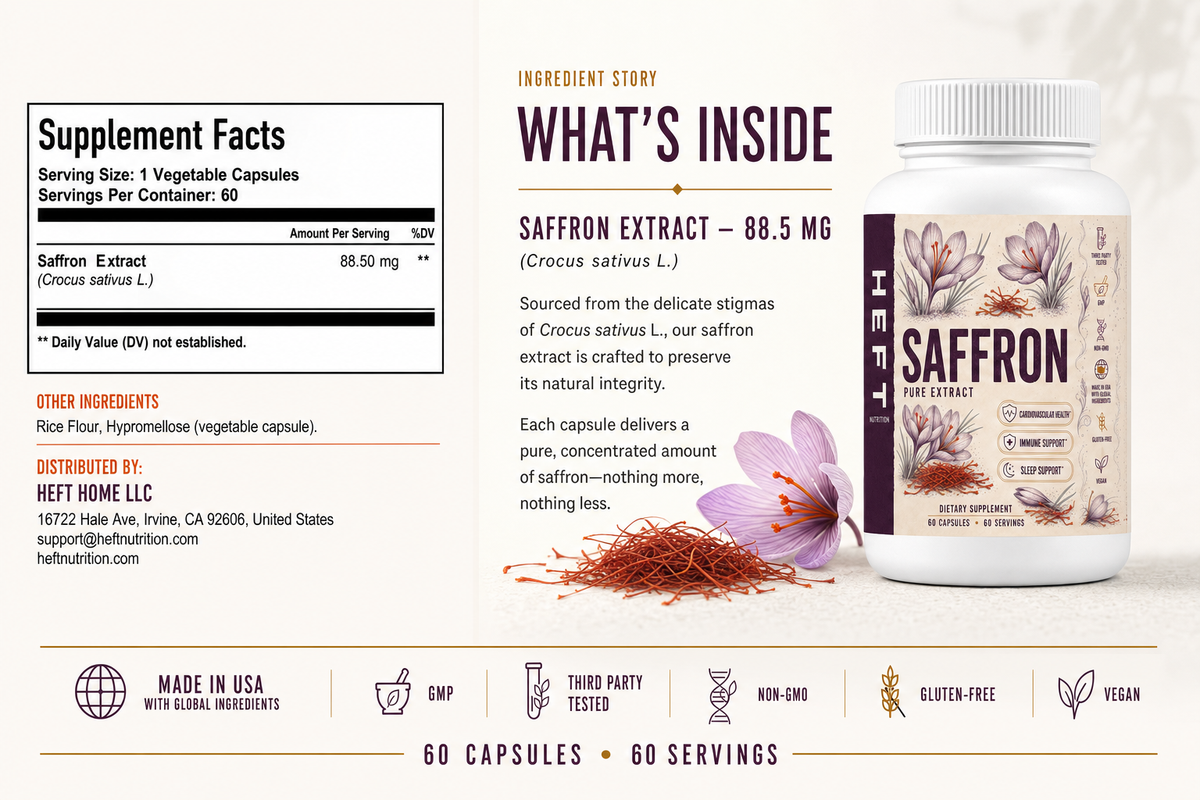 Saffron Pure Supplement Facts and ingredient overview