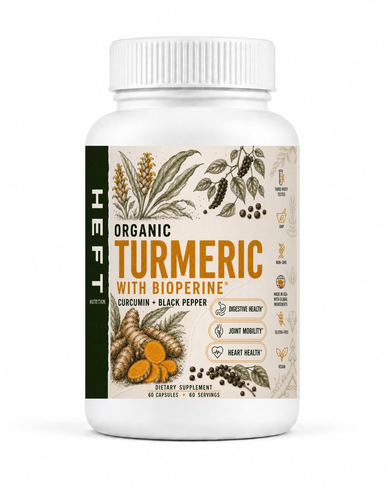 Turmeric with BioPerine bottle render