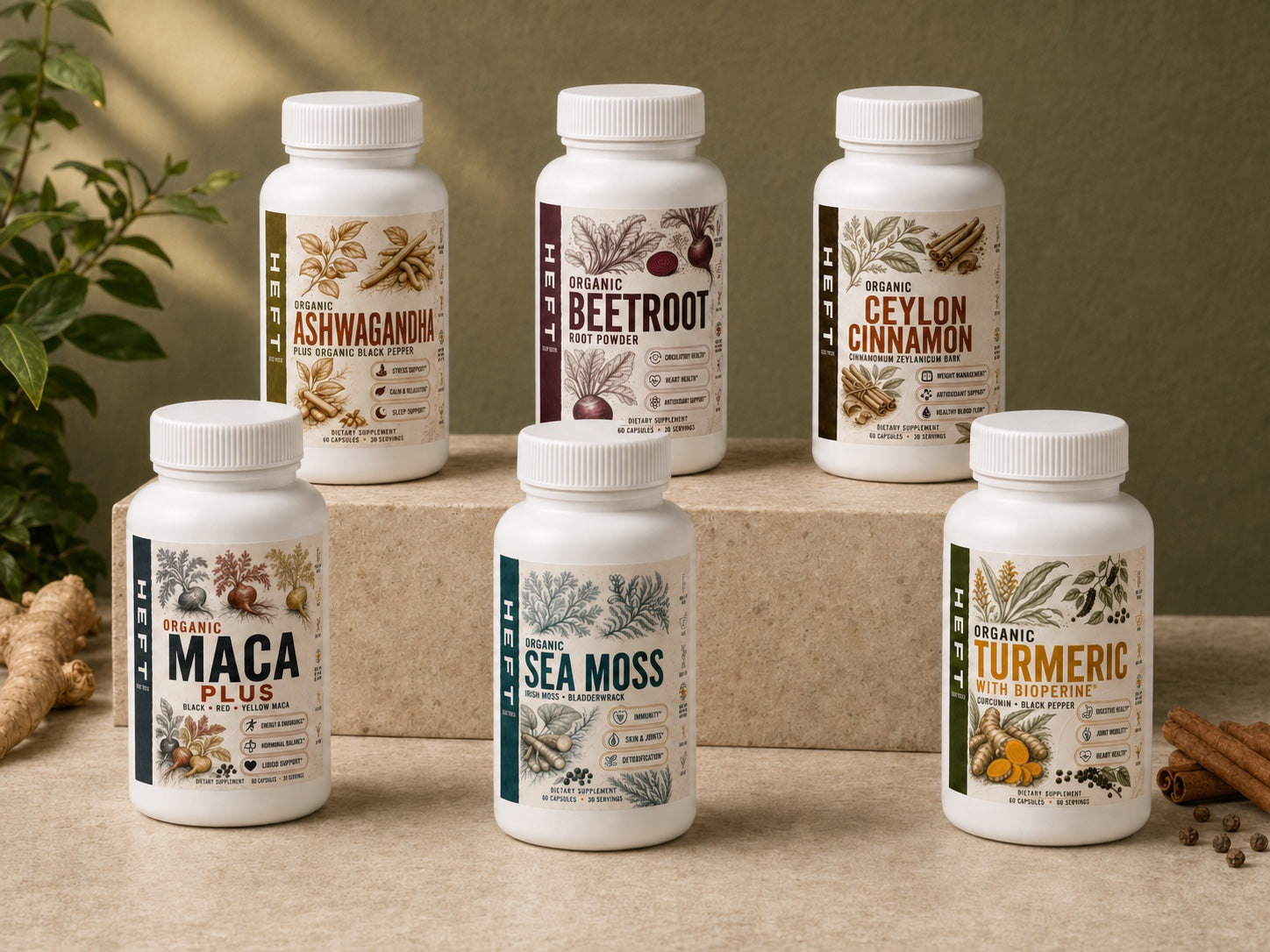 Organic Six with Ashwagandha, Beetroot, Ceylon Cinnamon, Maca Plus, Sea Moss, and Turmeric with BioPerine