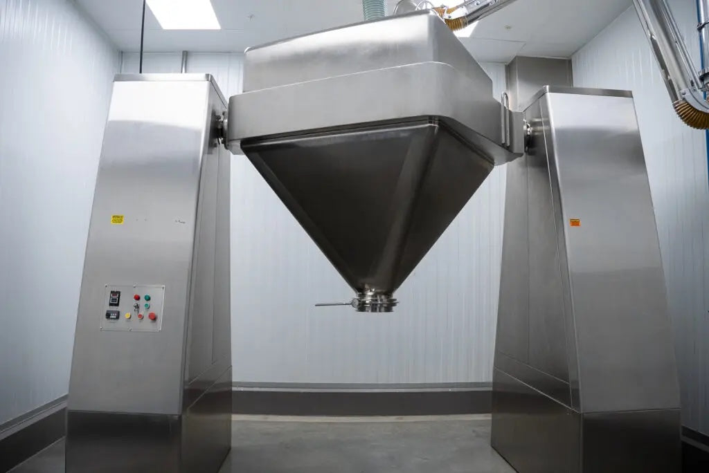 Stainless steel blending equipment in a clean production room