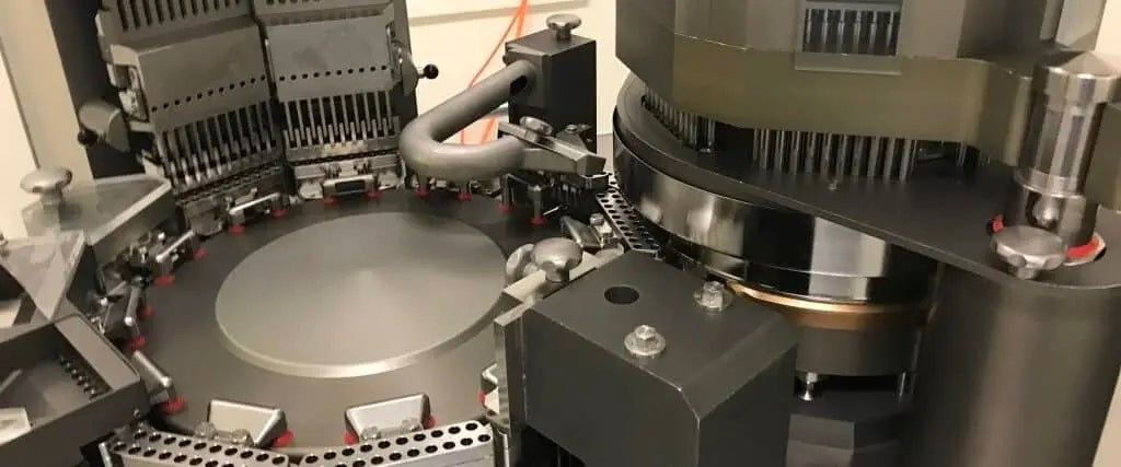 Close view of capsule-filling equipment