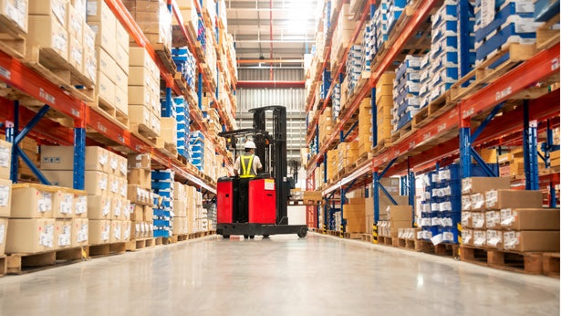 Organized warehouse aisles used for inventory handling